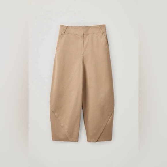 NWT COS Cotton Trousers With Wrapped Seams In Beige - Picture 1 of 8
